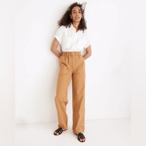 Madewell Cotton Ripstop Pull-On Straight Cargo Pants in Toffee